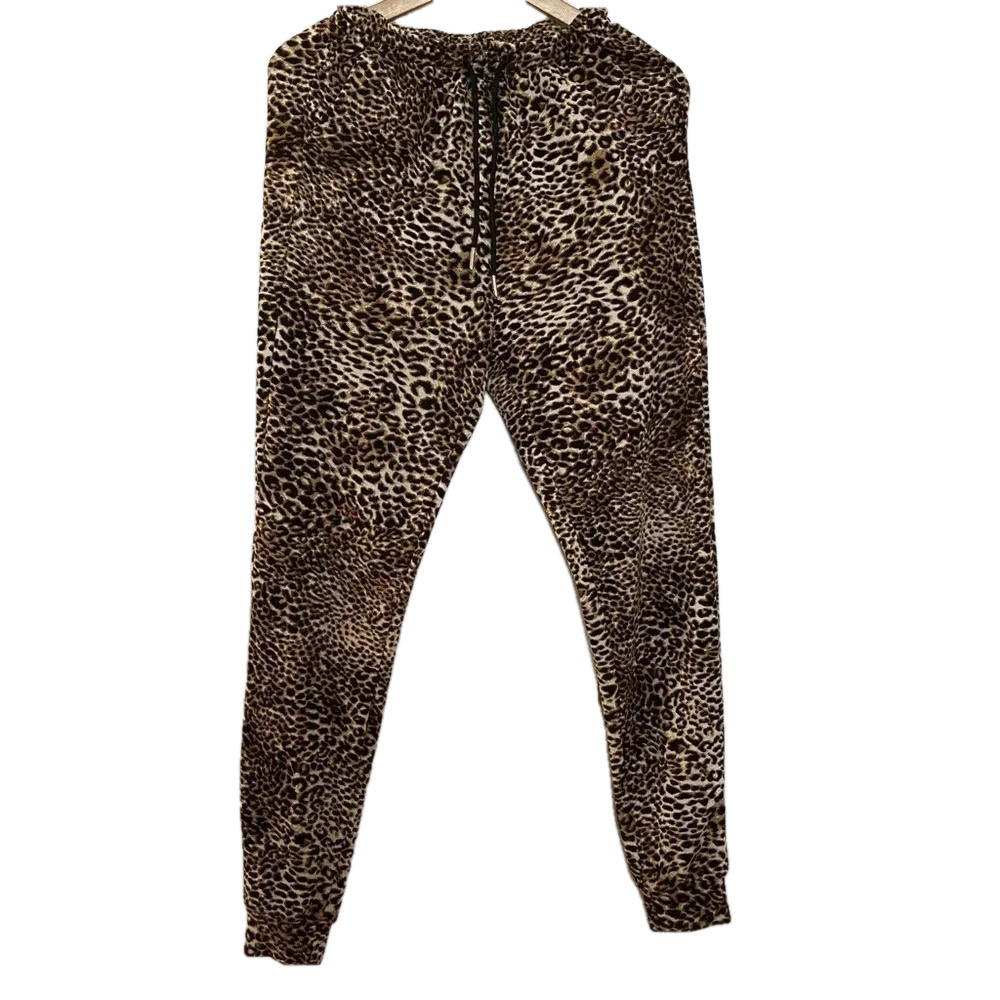 Leopard Print Jogger Pants - Brown